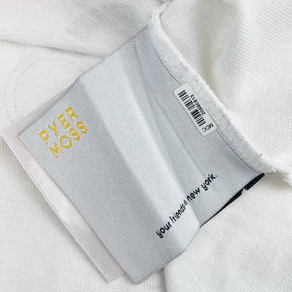 PYER MOSS • White “We Forgive You” Short Sleeve Mockneck Logo Tee, M - Picture 14 of 16